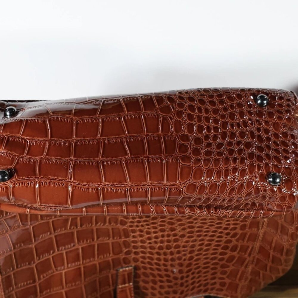 HARPER & HYDE 3Pcs Brown Croc Embossed Vegan Leather Tote Crossbody Bag,2 sm bag - Picture 6 of 7